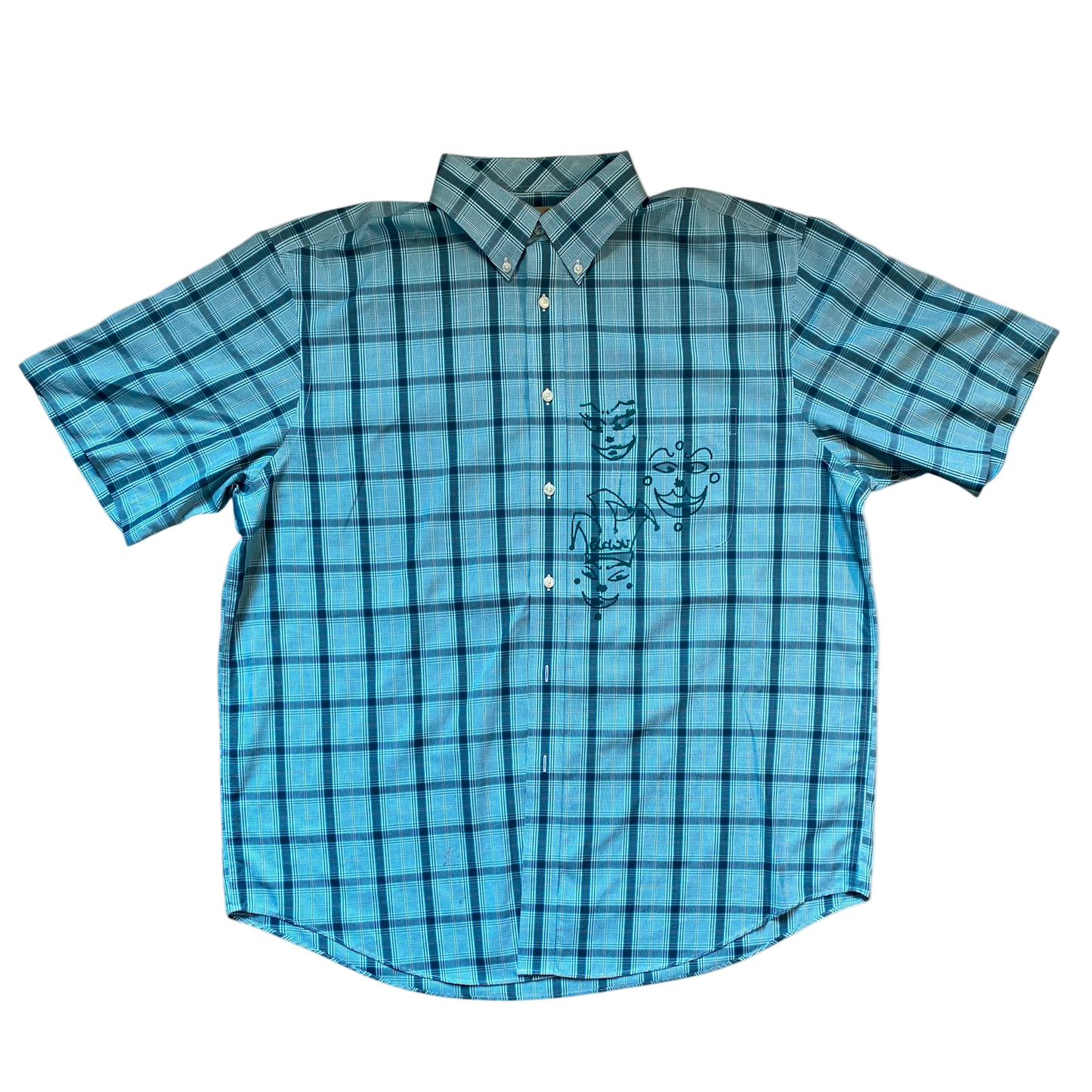 printed faces button up