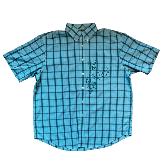 printed faces button up