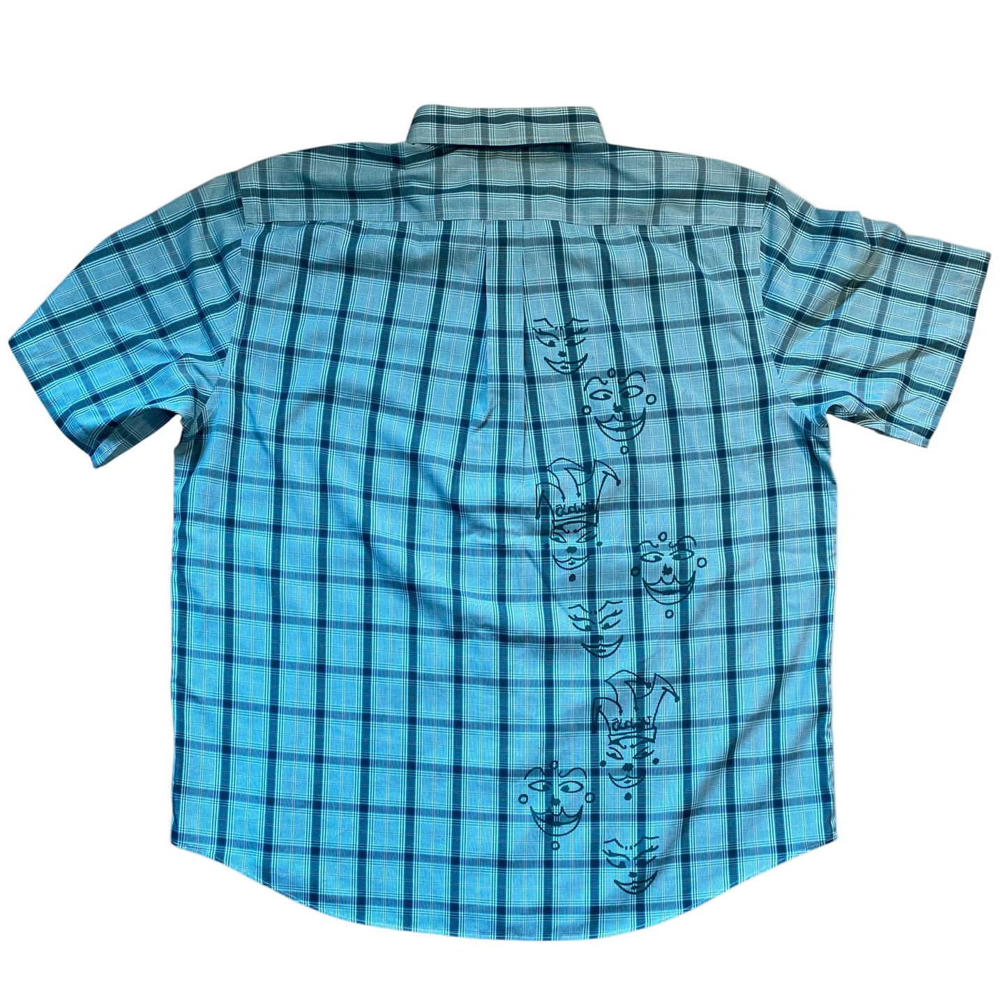 printed faces button up