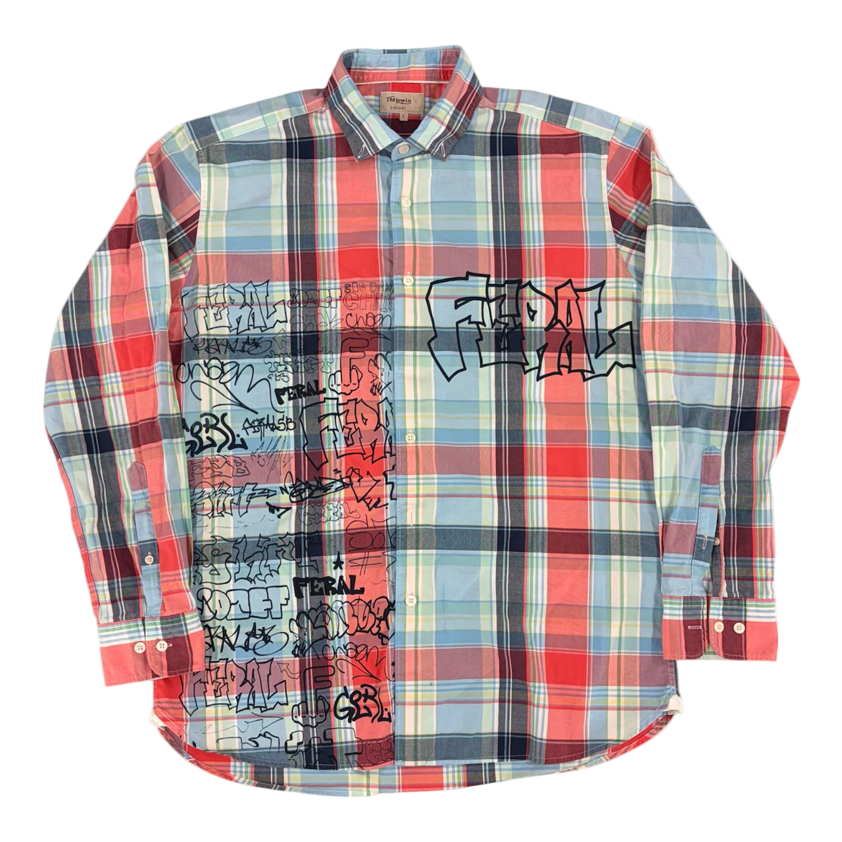 graffiti printed button up