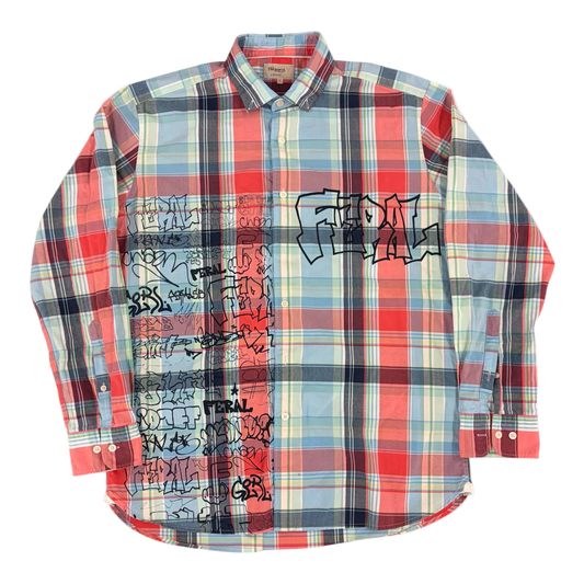 graffiti printed button up