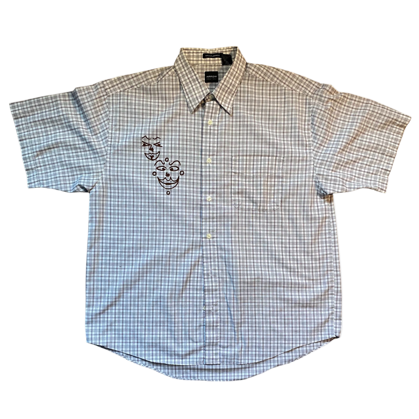 printed faces button up