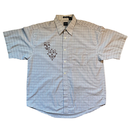 printed faces button up